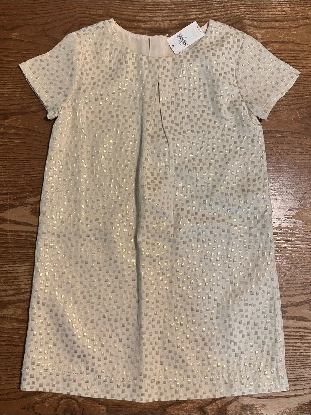 Gap Kids Girls Metallic Gold Square Print Shift Dress Size S NWT
